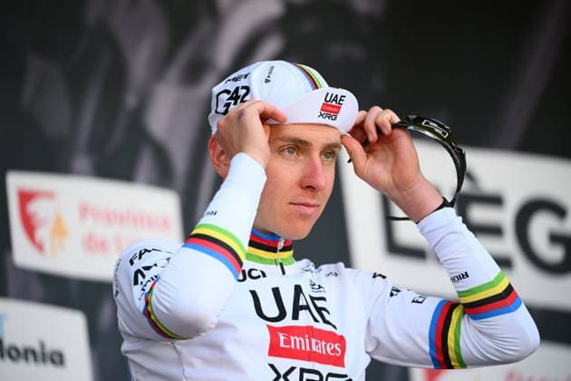 Liege Bastogne Liege 2025 Cycling Race LIEGE, BELGIUM - APRIL 27 : Pogacar Tadej (SLO) of UAE Team Emirates - XRG on the podium during the 111th edition of Liege Bastogne Liege an UCI World Tour 1.UWT cycling race for Men Elite of 252 km with start and finish in Liege on April 27, 2025 in Liege, Belgium, 27 04 2025 Liege Belgium  Copyright: xVincentxKalutx