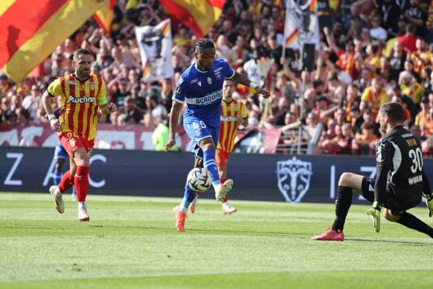 FOOTBALL : RC Lens vs AJ Auxerre - Ligue 1 - 27 04 2025 but de Ado ONAIWU (AJ Auxerre) lors du match RC Lens vs AJ Auxerre, Ligue 1, stade Bollaert-Delelis, le 27 avril 2025 - photo Laurent Sanson PsnewZ  Copyright: xLaurentxSANSONx xPsnewZx
