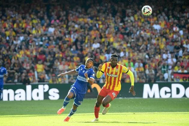 RC Lens v AJ Auxerre - Ligue 1 McDonalds 2024 2025 27 Juma BAH (rcl) - 45 Ado ONAIWU (aja) during the Ligue 1 McDonalds match between Lens and Auxerre at Stade Bollaert-Delelis on April 27, 2025 in Lens, France. Lens France  Copyright: xFEPx 776313134