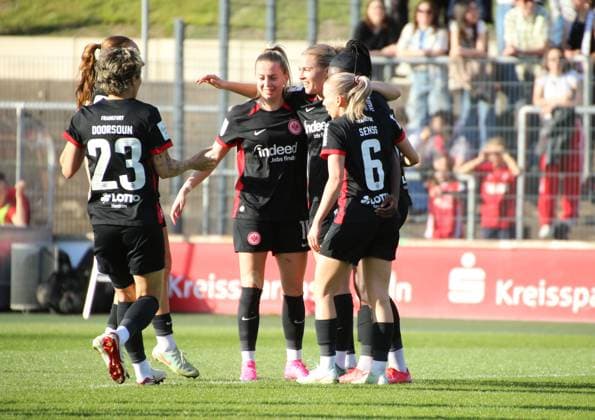 27.04.2025, xgrfx, Fussball Google Pixel Frauen-Bundesliga, 1.FC Köln - Eintracht Frankfurt v.l. Tor, Nicole Anyomi (Eintracht Frankfurt) (DFL DFB REGULATIONS PROHIBIT ANY USE OF PHOTOGRAPHS as IMAGE SEQUENCES and or QUASI-VIDEO) Köln
