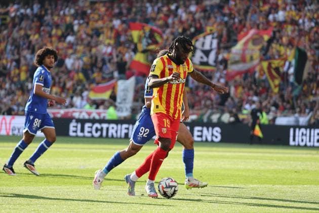 FOOTBALL : RC Lens vs AJ Auxerre - Ligue 1 - 27 04 2025 Goduine KOYALIPOU (RC Lens) lors du match RC Lens vs AJ Auxerre, Ligue 1, stade Bollaert-Delelis, le 27 avril 2025 - photo Laurent Sanson PsnewZ  Copyright: xLaurentxSANSONx xPsnewZx