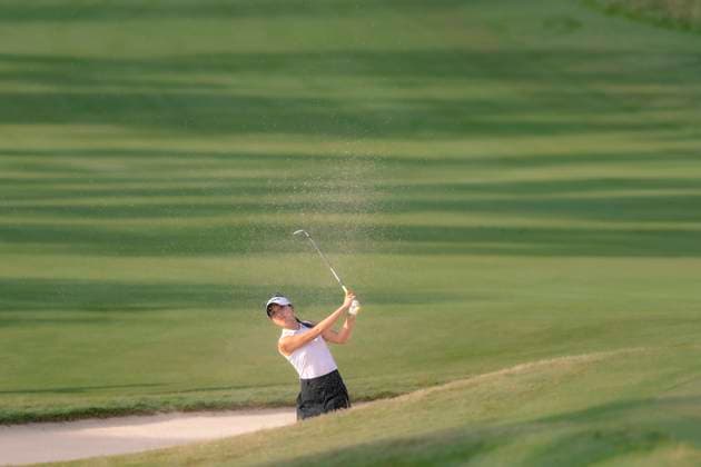 April 27, 2025, The Woodlands, Texas, USA: LYDIA KO (NZL) hits out of the bunker on the 2nd hole during the final round of the 2025 Chevron Championship at The Club at Carlton Woods in The Woodlands, Texas, on Sunday, April 27, 2025. The Woodlands USA - ZUMAp213 20250427_znp_p213_006 Copyright: xLynnxPenningtonx