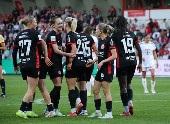 27.04.2025, xgrfx, Fussball Google Pixel Frauen-Bundesliga, 1.FC Köln - Eintracht Frankfurt v.l. Tor, Elisa Senß (Eintracht Frankfurt) (DFL DFB REGULATIONS PROHIBIT ANY USE OF PHOTOGRAPHS as IMAGE SEQUENCES and or QUASI-VIDEO) Köln