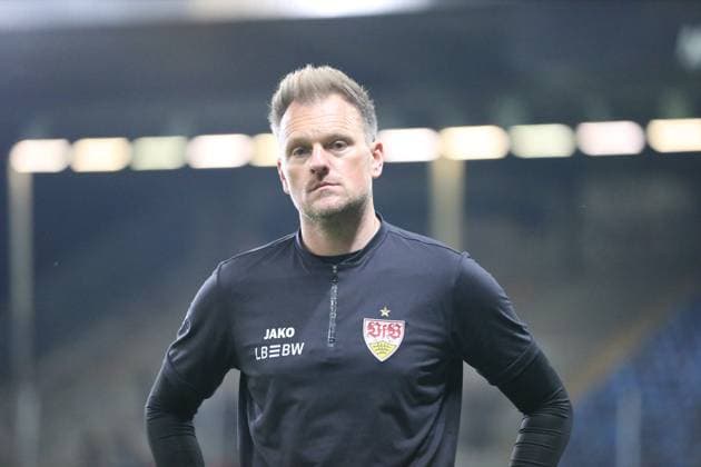 27.04.2025, xrekx, Fussball 3.Liga, SV Waldhof Mannheim - VfB Stuttgart U23 v.l. Markus Fiedler Trainer (VfB Stuttgart II) nach dem Spiel (DFL DFB REGULATIONS PROHIBIT ANY USE OF PHOTOGRAPHS as IMAGE SEQUENCES and or QUASI-VIDEO) Mannheim