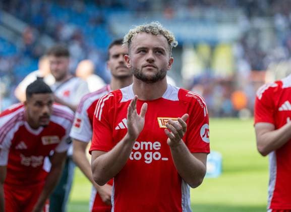 Fussball, Herren, Saison 2024 2025, 1. Bundesliga (31. Spieltag), VfL Bochum - 1. FC Union Berlin (1:1), Benedict Hollerbach (1. FC Union), Enttäuschung nach Abpfiff, 27.04. 2025, Copyright: xMatthiasxKochx