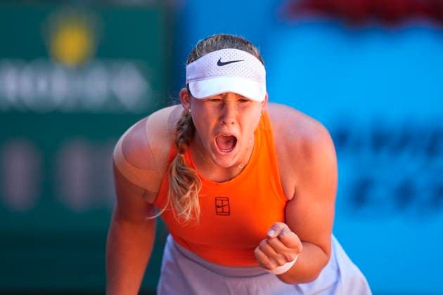 Sport Themen der Woche KW18 Sport Bilder des Tages April 28, 2025, Madrid, Madrid, Spain: Mirra Andreeva of Russia reacts after winning against Yuliia Starodubtseva of Ukraine during the Mutua Madrid Open 2025, ATP, Tennis Herren Masters 1000 and WTA, Tennis Damen 1000 tennis tournament, celebrated at Caja Magica on April 28, 2025 in Madrid, Spain. Madrid Spain - ZUMAa181 20250428_zaa_a181_081 Copyright: xOscarxJ.xBarrosox