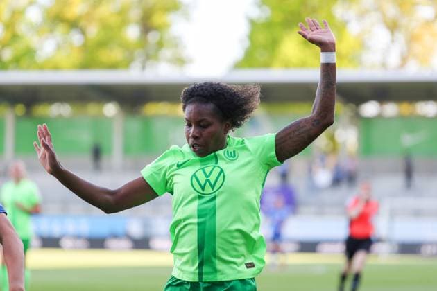VfL vs. Hoffenheim, BL Frauen Wolfsburg, 28.04.2025, FUßBALL - VfL Wolfsburg vs. TSG 1899 Hoffenheim, Google Pixel Frauen-Bundesliga, Saison 2024 25. Lineth Beerensteyn (VfL Wolfsburg) Wolfsburg