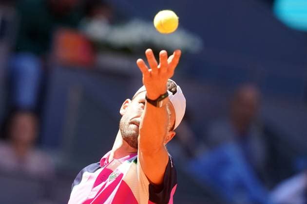 MADRID OPEN TENNIS 2025. ATP, Tennis Herren DIMITROV v FEARNLEY. Grigor Dimitrov, Bulgaria, during Madrid Open Tennis 2025 match. April 28, 2025.(ALTERPHOTOS Acero) MadridSpain  Copyright: xAcerox