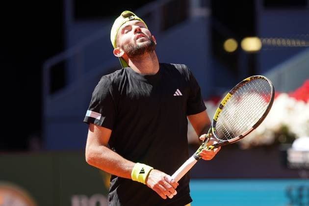 MADRID OPEN TENNIS 2025. ATP, Tennis Herren DIMITROV (BUL) v FEARNLEY (GBR). Jacob Fearnley, Great Britain, during Madrid Open Tennis 2025 match. April 28, 2025.(ALTERPHOTOS Acero) MadridSpain  Copyright: xAcerox