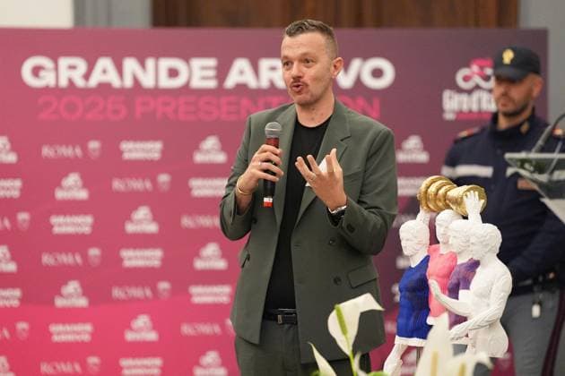 Daniele Fortuna during the Presentation of the Grand Arrival of Giro d Italia 108 in Rome, Italy - Tuesday April 29, 2025 - cycling ( Photo by Alfredo Falcone LaPresse )  Copyright: xAlfredoxFalcone LaPressex