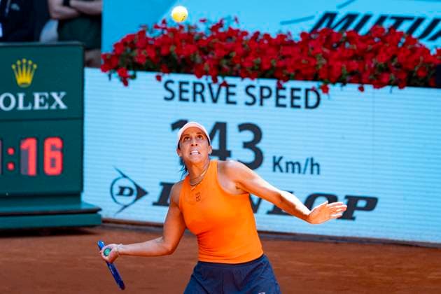 Mutua Madrid Open 2025 Madison Keys of the USA is in action during her match against Donna Vekic of Croatia at the Mutua Madrid Open 2025 tournament celebrated at La Caja Magica on April 29, 2025 in Madrid, Spain. Madrid La Caja Magica Madrid Spain Copyright: xAlbertoxGardinx AGardin_20250429_Mutua_Madrid_Open_0385