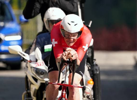29.04.2025 Schweiz. Tour de Romandie Prolog Saint-Imier - Saint-Imier. Bild : Stefan Kueng (SUI) Team (FDJ) Aktion Einzelbild