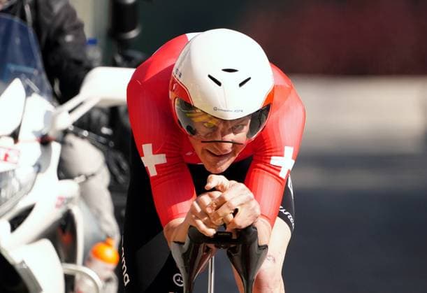 29.04.2025 Schweiz. Tour de Romandie Prolog Saint-Imier - Saint-Imier. Bild : Stefan Kueng (SUI) Team (FDJ) Aktion Einzelbild