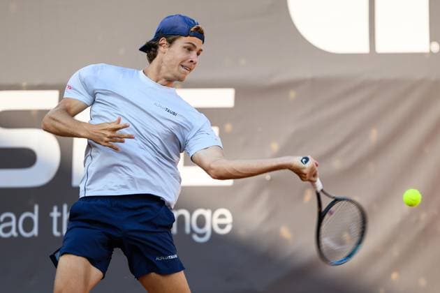 TENNIS - ATP, Tennis Herren DANUBE Upper Austria Open MAUTHAUSEN,AUSTRIA,29.APR.25 - TENNIS - ATP Challenger Tour, DANUBE Upper Austria Open. Image shows Joel Schwaerzler (AUT).  GEPAxpictures xChristianxMoser