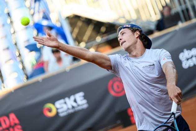TENNIS - ATP, Tennis Herren DANUBE Upper Austria Open MAUTHAUSEN,AUSTRIA,29.APR.25 - TENNIS - ATP Challenger Tour, DANUBE Upper Austria Open. Image shows Joel Schwaerzler (AUT).  GEPAxpictures xChristianxMoser