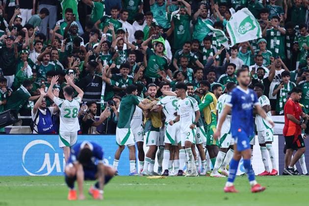 Al-Hilal FC vs Al-Ahli FC - AFC Champions League Elite Semi Finals JEDDAH, SAUDI ARABIA - April 29: Firas Al-Buraikan of Team AL-Ahli celebrates scoring their third goal during the AFC Champions League Elite Semi Finals match between Al-Hilal FC and Al-Ahli FC FC at King Abdullah Sports City Stadium on April 29, 2025 in Jeddah, Saudi Arabia. Jeddah Saudi Arabia Copyright: xAbdullahxAhmedx