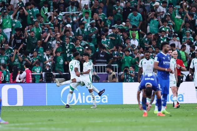 Al-Hilal FC vs Al-Ahli FC - AFC Champions League Elite Semi Finals JEDDAH, SAUDI ARABIA - April 29: Firas Al-Buraikan of Team AL-Ahli celebrates scoring their third goal during the AFC Champions League Elite Semi Finals match between Al-Hilal FC and Al-Ahli FC FC at King Abdullah Sports City Stadium on April 29, 2025 in Jeddah, Saudi Arabia. Jeddah Saudi Arabia Copyright: xAbdullahxAhmedx