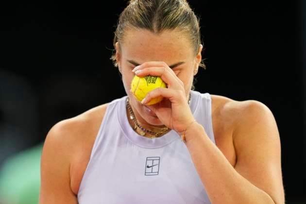 Mutua Madrid Open - Day Eight Aryna Sabalenka reacts after losed a point during the match between Aryna Sabalenka of Belarusia and Peyton Stearns of the United States during Women s Singles Round of 16 match on Day Eight of the Mutua Madrid Open 2025, ATP, Tennis Herren Masters 1000 and WTA, Tennis Damen 1000, tournament celebrates at La Caja Magica on April 29, 2025 in Madrid, Spain. Madrid Spain  Copyright: xJosexBretonx originalFilename:bretonhernandez-mutuamad250429_npDUP.jpg
