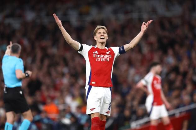 Arsenal v PSG 29 April 2025, London - UEFA Champions League Football - Semi-Final, First Leg - Arsenal v Paris Saint-Germain - Martin Odegaard of Arsenal - Photo: Jacques Feeney Offside. London UK Copyright: xJacquesxFeeneyx xOffsidexOffside
