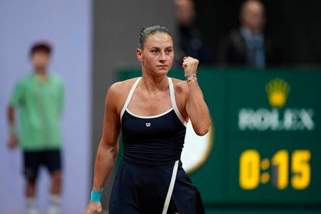 April 29, 2025, Madrid, Madrid, Spain: Marta Kostiuk of Ukraine reacts against Anastasiya Potapova of Russia during the Mutua Madrid Open 2025, ATP, Tennis Herren Masters 1000 and WTA, Tennis Damen 1000 tennis tournament, celebrated at Caja Magica on April 29, 2025 in Madrid, Spain. Madrid Spain - ZUMAa181 20250429_zaa_a181_508 Copyright: xOscarxJ.xBarrosox