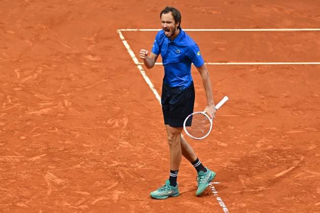 Sport Bilder des Tages Mutua Madrid Open - 8th Final - Daniil Medvedev - Madrid Daniil Medvedev (RUS) during his third round match at the Mutua Madrid Open in Madrid , Spain, on April, 29, 2025. Photo by Corinne Dubreuil ABACAPRESS.COM Madrid Spain  Copyright: xDubreuilxCorinne ABACAx