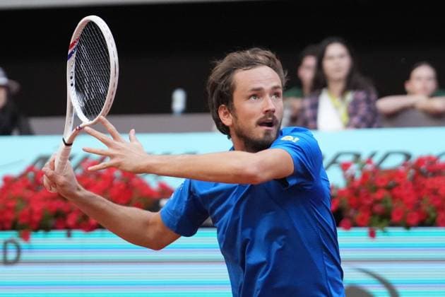 TENNIS - MUTUA MADRID OPEN 2025 Laurent Lairys MAXPPP - Daniil Medvedev during the Mutua Madrid Open 2025, ATP, Tennis Herren Masters 1000 and WTA, Tennis Damen 1000, tennis tournament on 29 April 2025 at Caja Magica in Madrid, Spain - Photo Laurent Lairys MAXPPP Madrid Spain  Copyright: xMAXPPPxLaurentxLairysx LLR202504304854 LLR202504304854