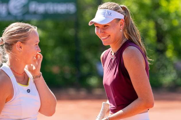 2025-04-29 ITF tournament Oegstgeest OEGSTGEEST, NETHERLANDS - APRIL 29: Britt de Pree of The Netherlands, Joy de Zeeuw of The Netherlands during the ITF tournament on April 29, 2025 in Oegstgeest, Netherlands Oegstgeest Oegstgeester Lawn Tennis Club Netherlands Content not available for redistribution in The Netherlands directly or indirectly through any third parties. Copyright: xMarleenxFouchierx