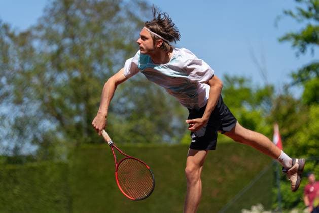 2025-04-29 ITF tournament Oegstgeest OEGSTGEEST, NETHERLANDS - APRIL 29: Brian Bozemoj of The Netherlands during the ITF tournament on April 29, 2025 in Oegstgeest, Netherlands Oegstgeest Netherlands Content not available for redistribution in The Netherlands directly or indirectly through any third parties. Copyright: xMarleenxFouchierx