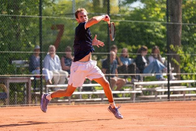 2025-04-29 ITF tournament Oegstgeest OEGSTGEEST, NETHERLANDS - APRIL 29: Luca Castagnola of Italy during the ITF tournament on April 29, 2025 in Oegstgeest, Netherlands Oegstgeest Oegstgeester Lawn Tennis Club Netherlands Content not available for redistribution in The Netherlands directly or indirectly through any third parties. Copyright: xMarleenxFouchierx