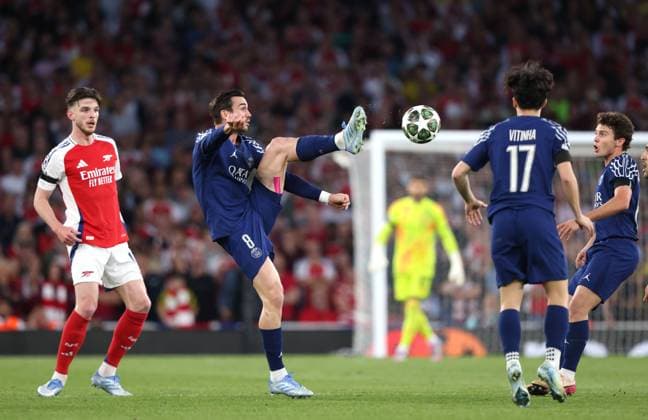 Fabian Ruiz (PSG) at the Arsenal v Paris Saint-Germain UEFA Champions League semi-final match, at the Emirates Stadium, London, UK on 29th April, 2025. 