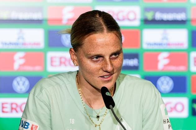 45. DFB-Pokal Finale der Frauen: FC Bayern München - SV Werder Bremen Abschlusspressekonferenz; 30.04.2025 Lina Hausicke (SV Werder Bremen, 18) 45. DFB-Pokal Finale der Frauen: FC Bayern München - SV Werder Bremen Abschlusspressekonferenz; Köln, RheinEnergiestadion, 30.04.2025 Copyright: xBEAUTIFULxSPORTS Wunderlx