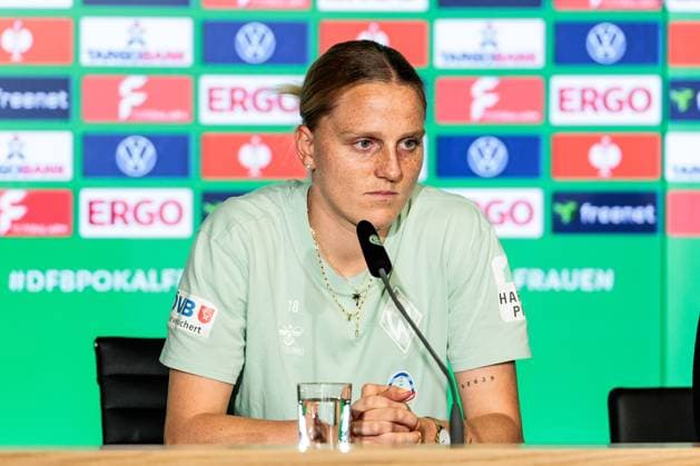 45. DFB-Pokal Finale der Frauen: FC Bayern München - SV Werder Bremen Abschlusspressekonferenz; 30.04.2025 Lina Hausicke (SV Werder Bremen, 18) 45. DFB-Pokal Finale der Frauen: FC Bayern München - SV Werder Bremen Abschlusspressekonferenz; Köln, RheinEnergiestadion, 30.04.2025 Copyright: xBEAUTIFULxSPORTS Wunderlx