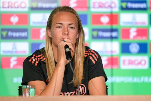 Fußball, DFB Pokal Frauen, 20250430, Pressekonferenz MD-1 FC Bayern München - SV Werder Bremen. Im Bild Magdalena ERIKSSON (Bayern, 5). Köln Rhein-Energie Stadion Nordrhein-Westfalen Deutschland Copyright: Passion2Press MarkusxFischerx