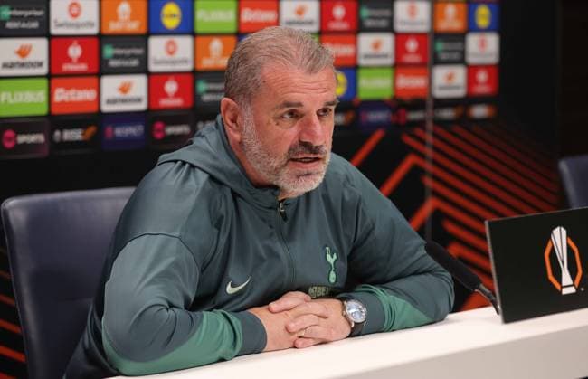 . - Tottenham Hotspur Training Session, Tottenham Hotspur v Bodo Glimt, UEFA Europa League, Semi Final, 1st Leg, Tottenham Hotspur Training Ground, Enfield, England. - 30th April 2025. (C) Daniel Weir Crystal Pix Ange Postecoglou Manager of Tottenham Hotspur during the pre match press conference, PK, Pressekonferenz at Tottenham Hotspur Training Ground ahead of the UEFA Europa League Semi Final 1st leg match between Tottenham Hotspur v Bodo Glimt. - Tottenham Hotspur Training Session, Tottenham Hotspur v Bodo Glimt, UEFA Europa League, Semi Final, 1st Leg, Tottenham Hotspur Training Ground, Enfield, England. - 30th April 2025. (C) Daniel Weir Crystal Pix Enfield Tottenham Hotspur Training ground UK Copyright: xDanielxWeirx CP_DW_Tottenham_Training_300425_46