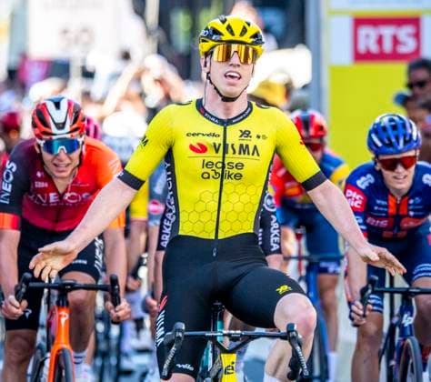 April 30, 2025, Fribourg, Canton, Switzerland: Fribourg Switzerland, 04 30 2025: MATTHEW BRENNAN of Team Visma wins the fist stage during 1st stage of the Tour de Romandie 2025 and which took place between MoÂ¼nchenstein and Fribourg and the arrival of the stage is done at City center in Fribourg. Fribourg Switzerland - ZUMAd206 0815534984st Copyright: xEricxDubostx