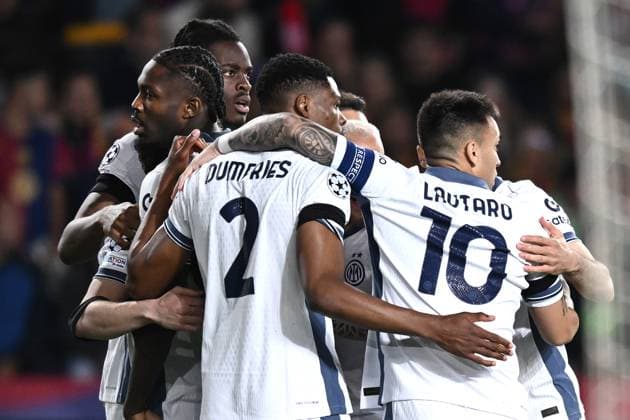 Sport Bilder des Tages Barcellona 30 04 2025 - Champions League Barcellona-Inter foto Daniele Buffa Image nella foto: esultanza gol Marcus Thuram 