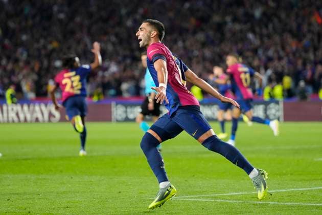 FC Barcelona, Barca v FC Internazionale Milano - UEFA Champions League 2024 25 Semi Final First Leg Ferran Torres left winger of Barcelona and Spain celebrates after scoring his sides first goal during the UEFA Champions League 2024 25 Semi Final First Leg match between FC Barcelona and FC Internazionale Milano at Estadi Olimpic Lluis Companys on April 30, 2025 in Barcelona, Spain. Barcelona Madrid Spain  Copyright: xJosexBretonx originalFilename:bretonhernandez-fcbarcel250430_npxKq.jpg