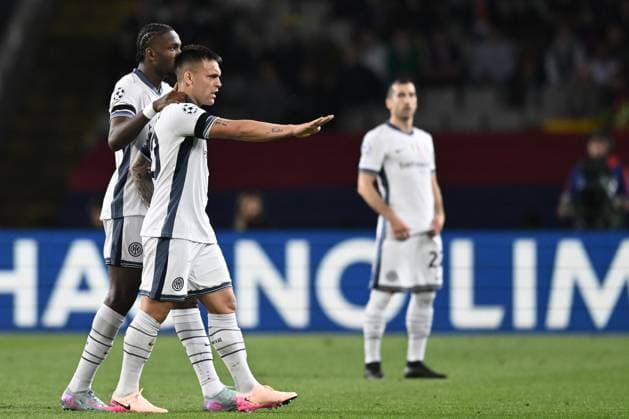 Barcellona 30 04 2025 - Champions League Barcellona-Inter foto Daniele Buffa Image nella foto: Lautaro Martinez-Marcus Thuram 