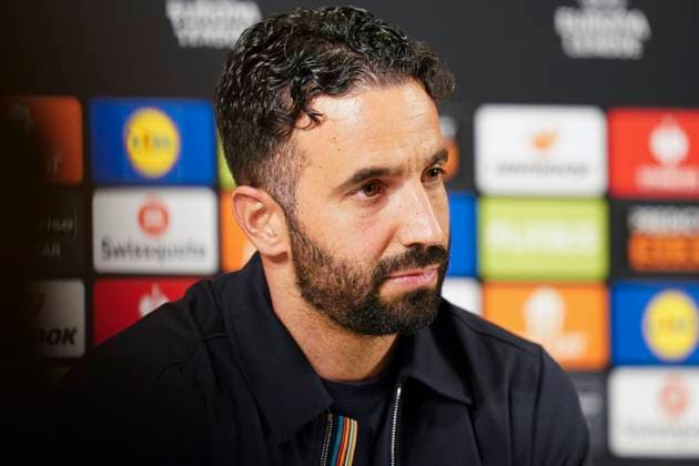 Manchester United, ManU FC press conference, PK, Pressekonferenz Bilbao Manchester United Manager Ruben Amorim during Manchester United FC Press Conference ahead of the UEFA Europa League Semi-Final 1st Leg match between Athletic Club and Manchester United, Bilbao at the Estadio de San MamÃ s, Bilbao, Spain on 30 April 2025 Credit: Eleanor Hoad Every Second Media Editorial use only. All images are copyright Every Second Media Limited. No images may be reproduced without prior permission. Copyright: xIMAGO EveryxSecondxMediax ESM-1452-0038 EleanorxHoadx xEveryxSecondxMediax