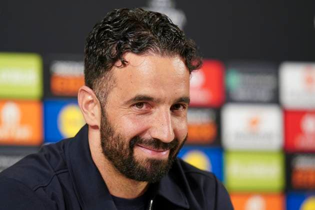 Manchester United, ManU FC press conference, PK, Pressekonferenz Bilbao Manchester United Manager Ruben Amorim during Manchester United FC Press Conference ahead of the UEFA Europa League Semi-Final 1st Leg match between Athletic Club and Manchester United, Bilbao at the Estadio de San MamÃ s, Bilbao, Spain on 30 April 2025 Credit: Eleanor Hoad Every Second Media Editorial use only. All images are copyright Every Second Media Limited. No images may be reproduced without prior permission. Copyright: xIMAGO EveryxSecondxMediax ESM-1452-0035 EleanorxHoadx xEveryxSecondxMediax