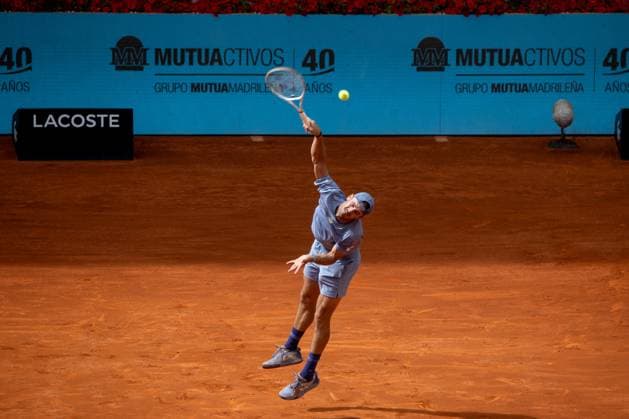 April 30, 2025, Madrid, Spain: American Tommy Paul plays against British Jack Draper (not visible) during a match at the 2025 Mutua Madrid Open, held at La Caja Magica. Final score: 6-2 6-2 for Draper Madrid Spain - ZUMAs197 20250430_aaa_s197_101 Copyright: xDavidxCanalesx