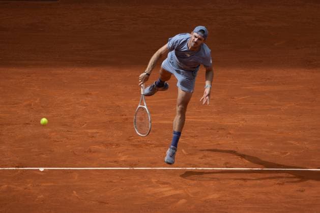 April 30, 2025, Madrid, Spain: American Tommy Paul plays against British Jack Draper (not visible) during a match at the 2025 Mutua Madrid Open, held at La Caja Magica. Final score: 6-2 6-2 for Draper Madrid Spain - ZUMAs197 20250430_aaa_s197_105 Copyright: xDavidxCanalesx