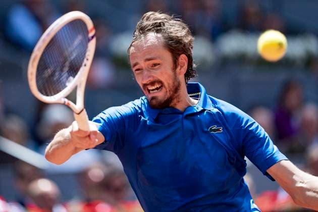 Mutua Madrid Open 2025 Daniil Medvedev is in action during his Men s Singles Quarter-Final match against Casper Ruud of Norway at the Mutua Madrid Open 2025 tournament celebrated at La Caja Magica on May 01, 2025 in Madrid, Spain. Madrid La Caja Magica Madrid Spain Copyright: xAlbertoxGardinx AGardin_20250501_Mutua_Madrid_Open_0099