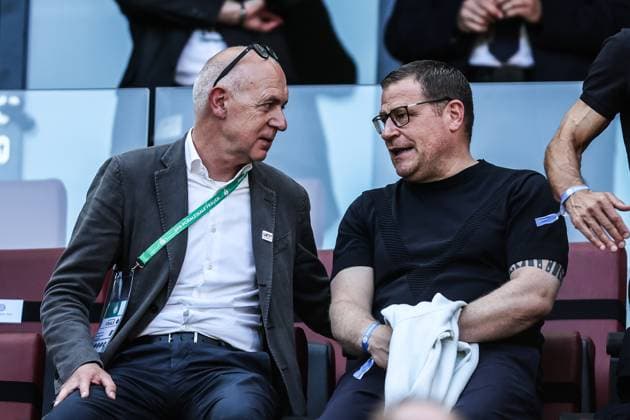 Fussball, DFB-Pokal der Frauen Saison 2024 2025 Finale FC Bayern München - SV Werder Bremen 01.05.2025, RheinEnergieSTADION Bernd Neuendorf (DFB Präsident) Max Eberl (Sportvorstand FC Bayern München) Köln RheinEnergieSTADION Nordrhein-Westfalen Deutschland