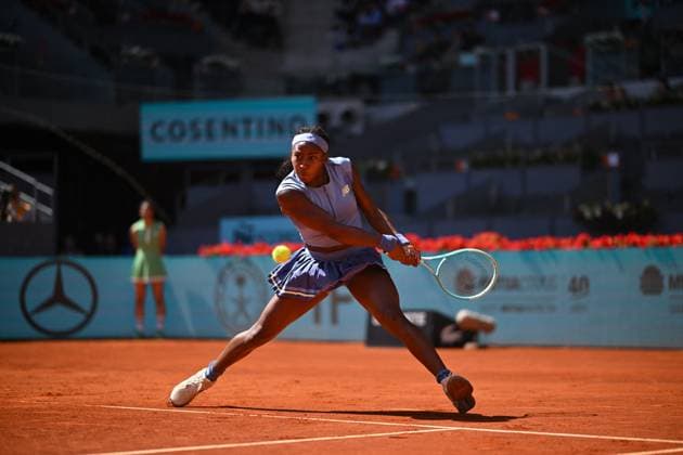 Mutua Madrid Open - Spain Coco Gauff (USA) during her semi final round match at the Mutua Madrid Open in Madrid , Spain, on Mayl, 1, 2025. Photo by Corinne Dubreuil ABACAPRESS.COM Madrid Spain  Copyright: xDubreuilxCorinne ABACAx