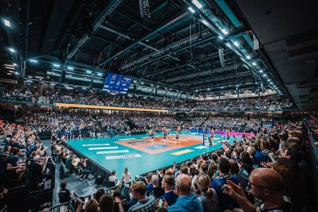 Volleyball Herren Saison 2024 2025 1. Volleyball Bundesliga Männer Finale SVG Lüneburg vs. BERLIN RECYCLING Volleys 01.05.2025 Die Ausverkaufte LKH Arena Lüneburg LKH Arena Niedersachsen Deutschland