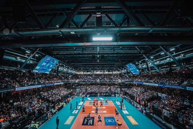 Volleyball Herren Saison 2024 2025 1. Volleyball Bundesliga Männer Finale SVG Lüneburg vs. BERLIN RECYCLING Volleys 01.05.2025 Die Ausverkaufte LKH Arena Lüneburg LKH Arena Niedersachsen Deutschland