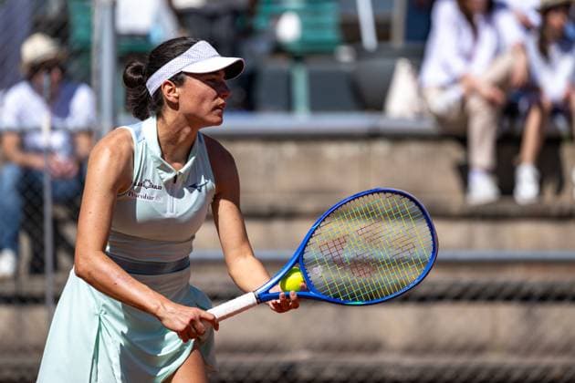 01.05.2025, GER, Frauen, ITF World Tennis Tour - Wiesbaden Tennis Open - Runde der letzten 16 - Einzel Miriam Bianca Bulgaru (ROU) während des Spiels. Wiesbaden-Nordenstadt T2 Sports Health Club Hessen Deutschland