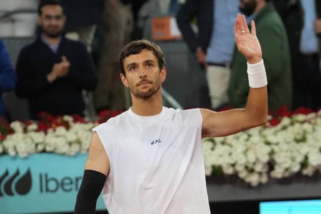 TENNIS - MUTUA MADRID OPEN 2025 Lorenzo Musetti of Italia during the Mutua Madrid Open 2025, ATP, Tennis Herren Masters 1000 and WTA, Tennis Damen 1000, tennis tournament on 01 May 2025 at Caja Magica in Madrid, Spain - Photo Laurent Lairys PSNEWZ MadridSpain  Copyright: xLaurentxLairysx