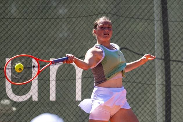 01.05.2025, GER, Frauen, ITF World Tennis Tour - Wiesbaden Tennis Open - Runde der letzten 16 - Einzel Anna Siskova (CZE) während des Spiels. Wiesbaden-Nordenstadt T2 Sports Health Club Hessen Deutschland